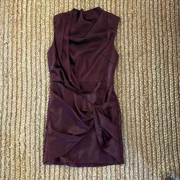 knee length dresses for ladies Short Drape Detail Mini Dress Black main image 1